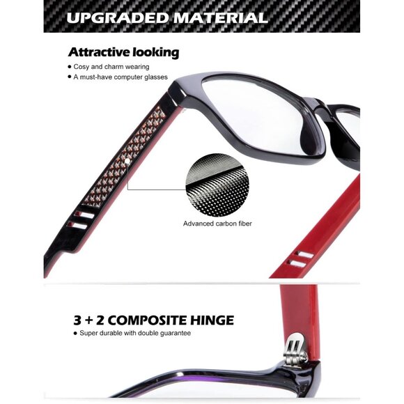 Unisex Red Sleek Frame HD Lens Digital Interface With Futuristic Smart Glasses - Picture 4 of 6